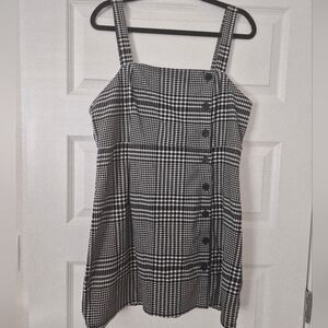 Black and White Plaid Square-Neck Sundress